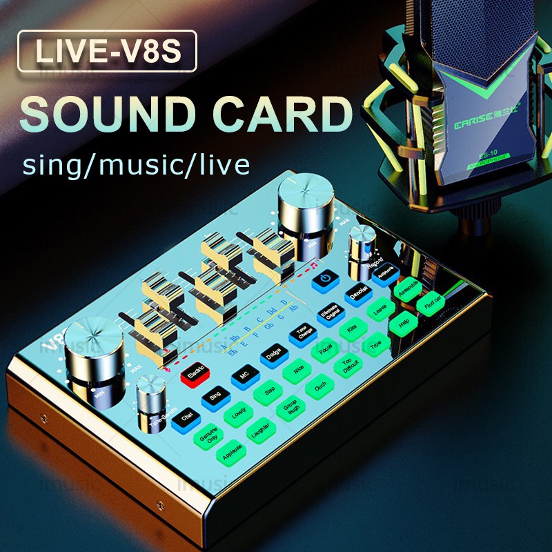 【V8S pro】 Live Sound Card Audio Bluetooth5.0 USB Headset Microphone Webcast Live Streaming Sound