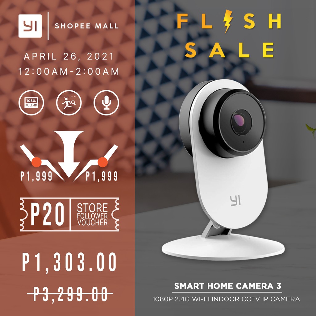 YI Smart Home Camera 3 AIPowered 1080P 2.4G WiFi Indoor CCTV IP