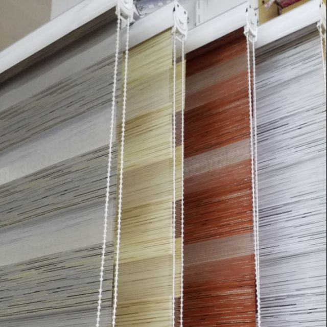 Glitters DOUBLE Roller Blinds Metallic With Hook With Accessories 80