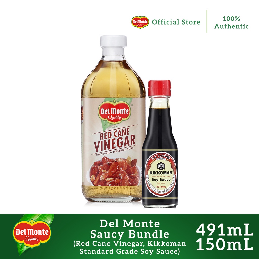 Del Monte Saucy Bundle (Red Cane Vinegar 490ml + Kikkoman Standard