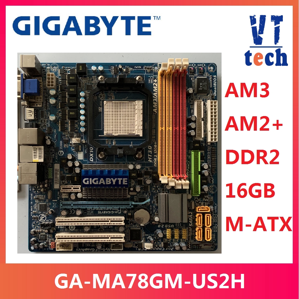 Gigabyte GAMA78GMUS2H Motherboard For AMD Phenom FX/X4/X3 780G DDR2