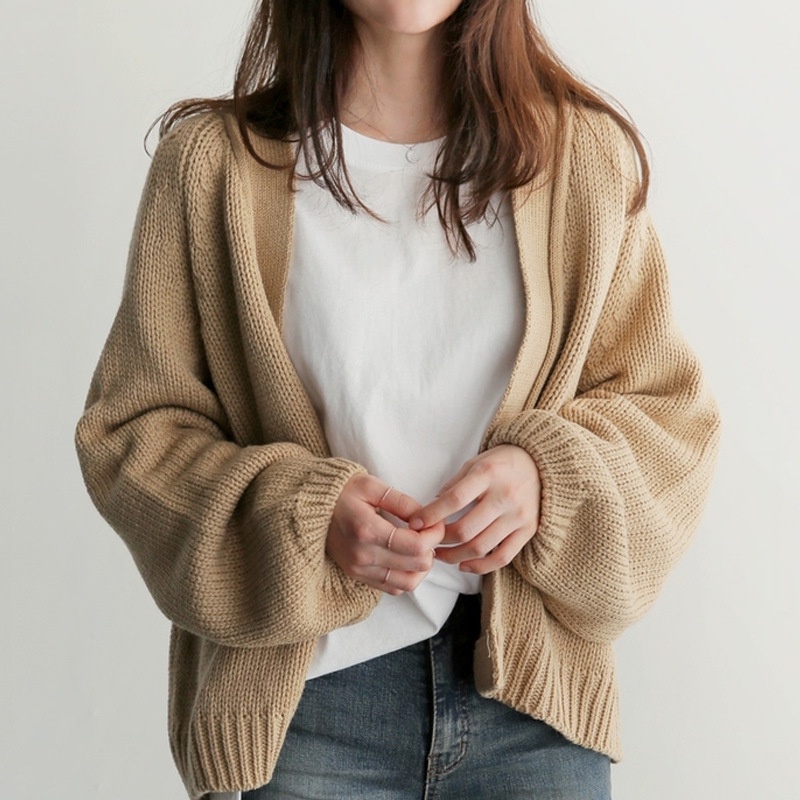 Women's sweater knitted cardigan new Korean style loose longsleeved