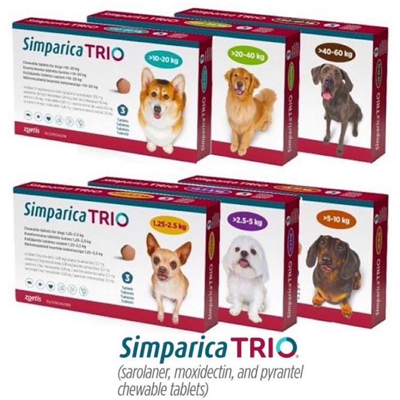 Simparica Trio Anti Tick & Flea Chewable Tablets for Dog Shopee