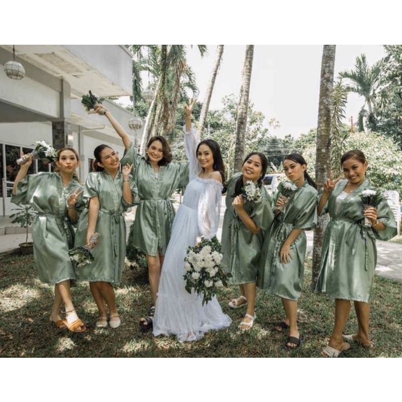 Silk Satin Bridal Robe for Entourage and Bridesmaid (Free Size Fits
