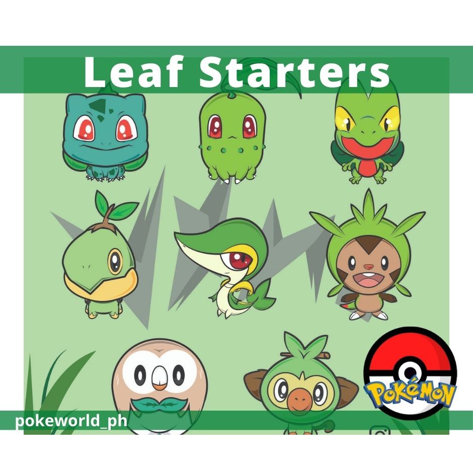 Pokemon Starters (Leaf Type) Singles Chikorita / Snivy / Treecko