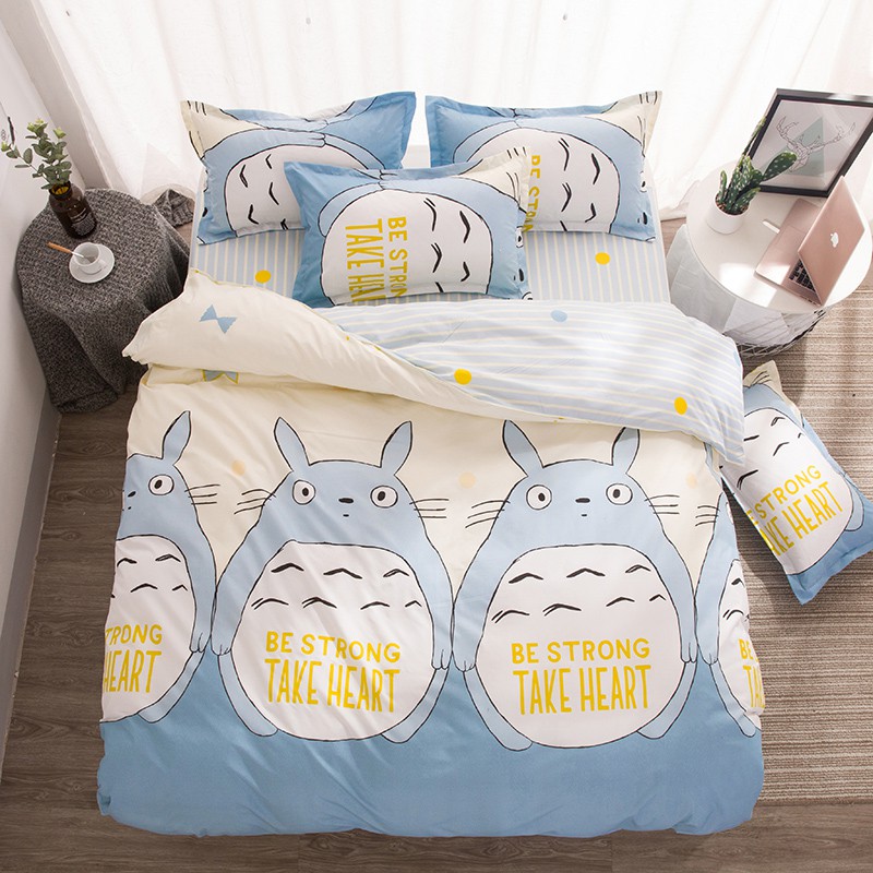 Totoro 3/4in1 Fashion Bedding Set Bedsheet Pillowcase Blanket Quilt