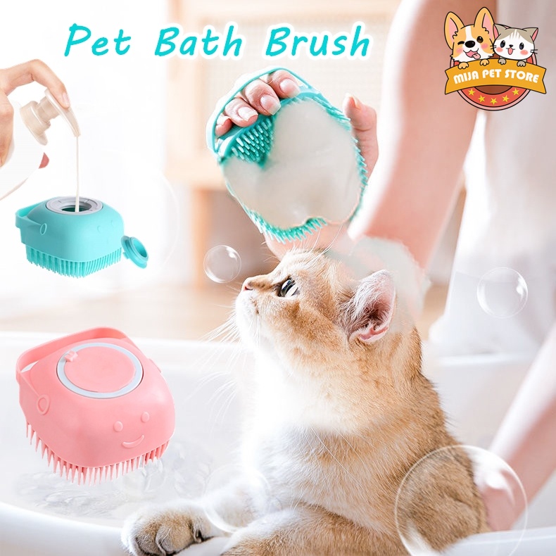 Dog Cat Bath Brush Pet Grooming Shampoo Dispenser Dog Bath Massage