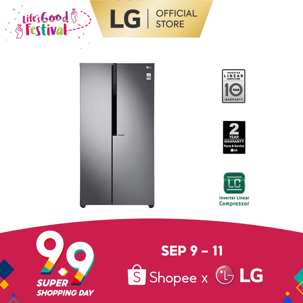 LG REFRIGERATOR Side by Side 24 cu ft. GRB247KQDV w/ Inverter Linear Compressor, Smart