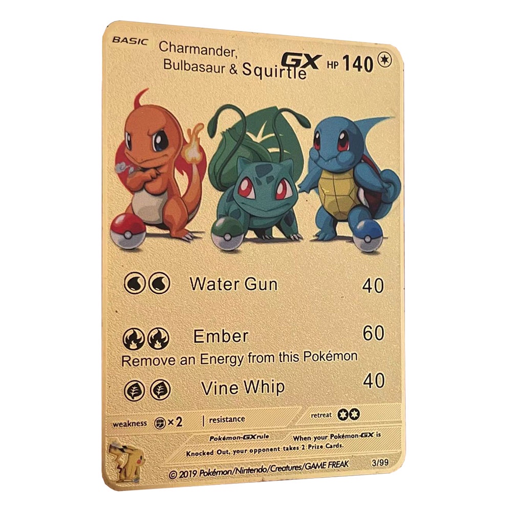 DIY Charmander Bulbasaur Squirtle GX Golden Pokemon cards in English