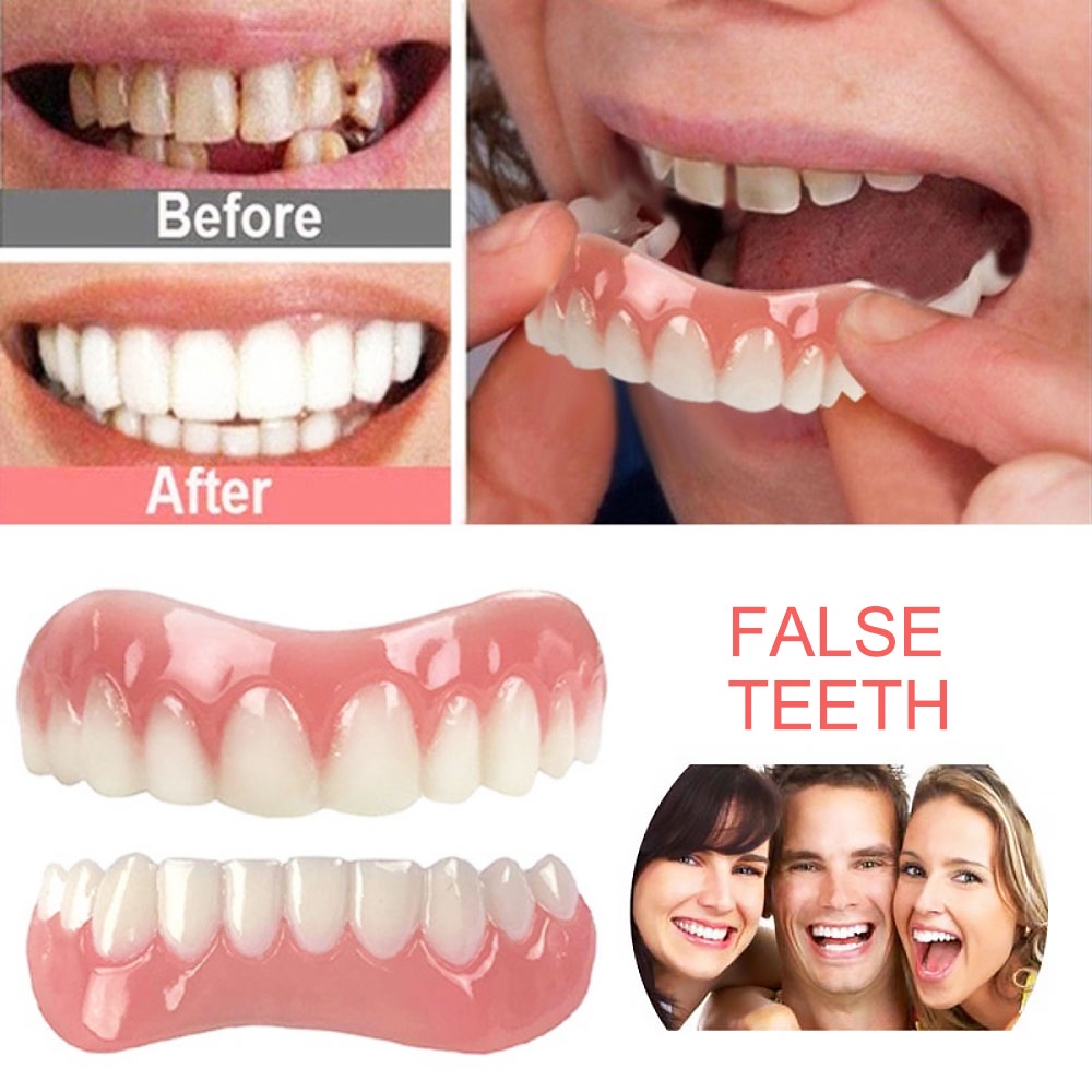 Silicone Upper/Lower False Teeth Veneers Dentures Paste Fake Teeth Braces Perfect Laugh Veneers