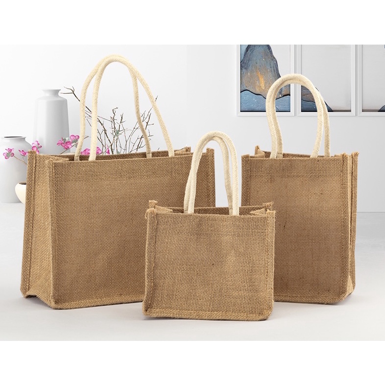 Abaca bag Diy handpainted linen Jute bag muji handbag portable