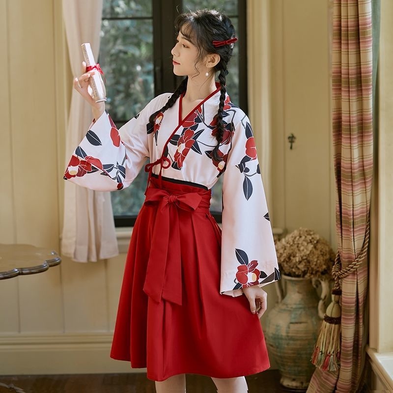 Retro Japanese Style Vintage Haori Kawaii Girls Women Foral Kimono Dress for Party Yukata Asian