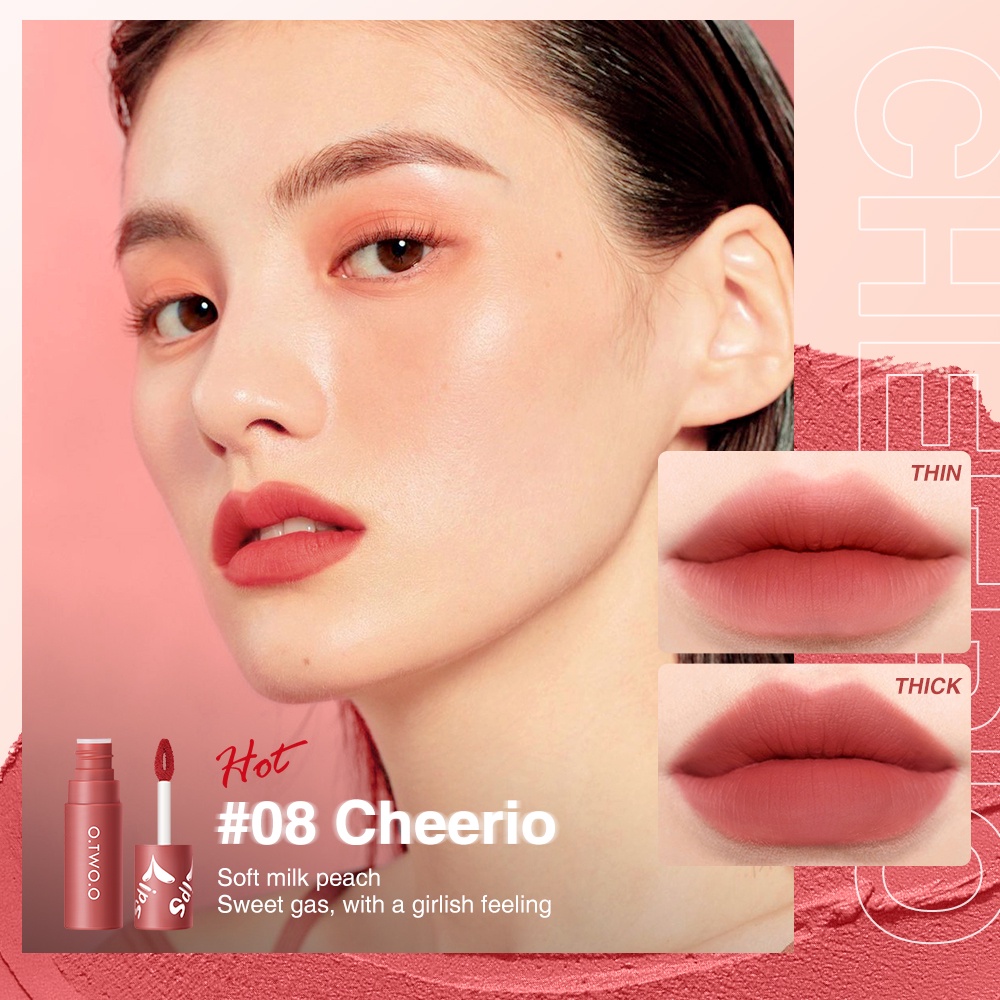 O.TWO.O Lip Tint Matte Velvet Lip Clay Soft 12 Shades Lip Mud Cream