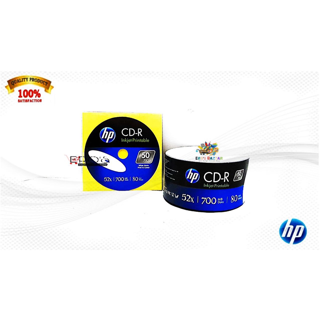 HP CDR 700MB Inkjet Printable Blank CD (White) 1Pc.with CD Envelope