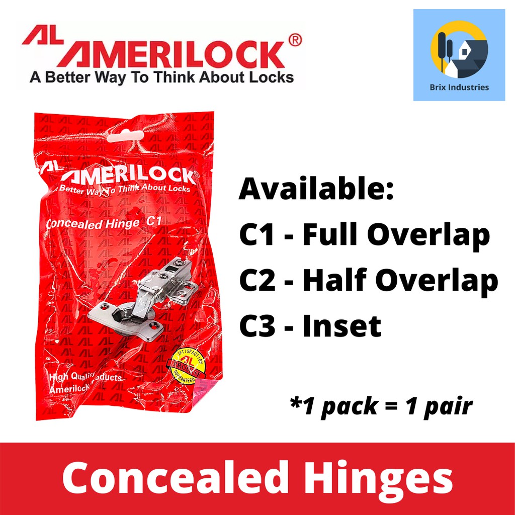 Amerilock Original Concealed Hinges C1, C2, C3 (1 Pair) Full Overlap
