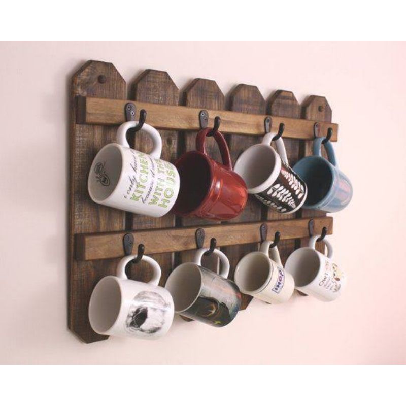 Coffee Mug Holder Wall Hanging Rack 8 MUGS Capacity Shopee