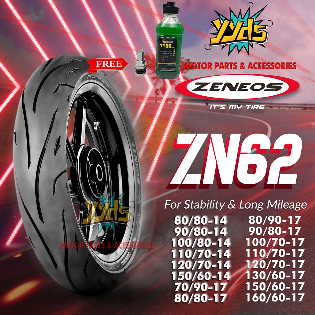 Zeneos ZN62 Motorcycle Tire Gulong 14 Rim 17 Rim (Tubeless) Shopee