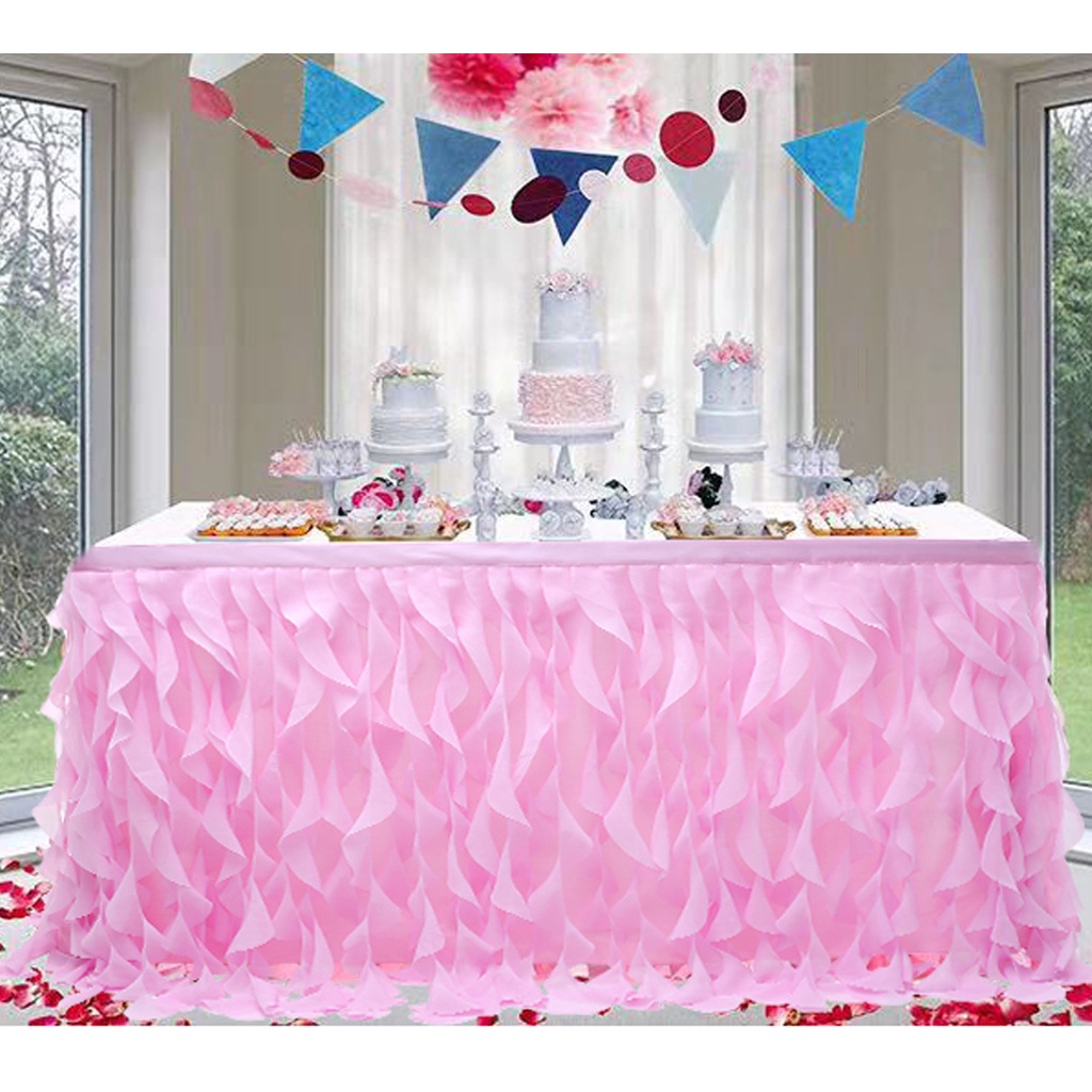 Pink Tulle Table Skirt 6FT Tutu Table Skirting For Baby Shower Round Or