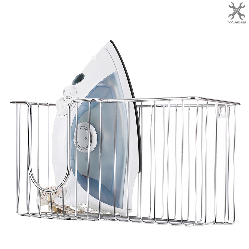 T&H Wallmounted Ironing Board Holder Iron Rack Storage Basket for