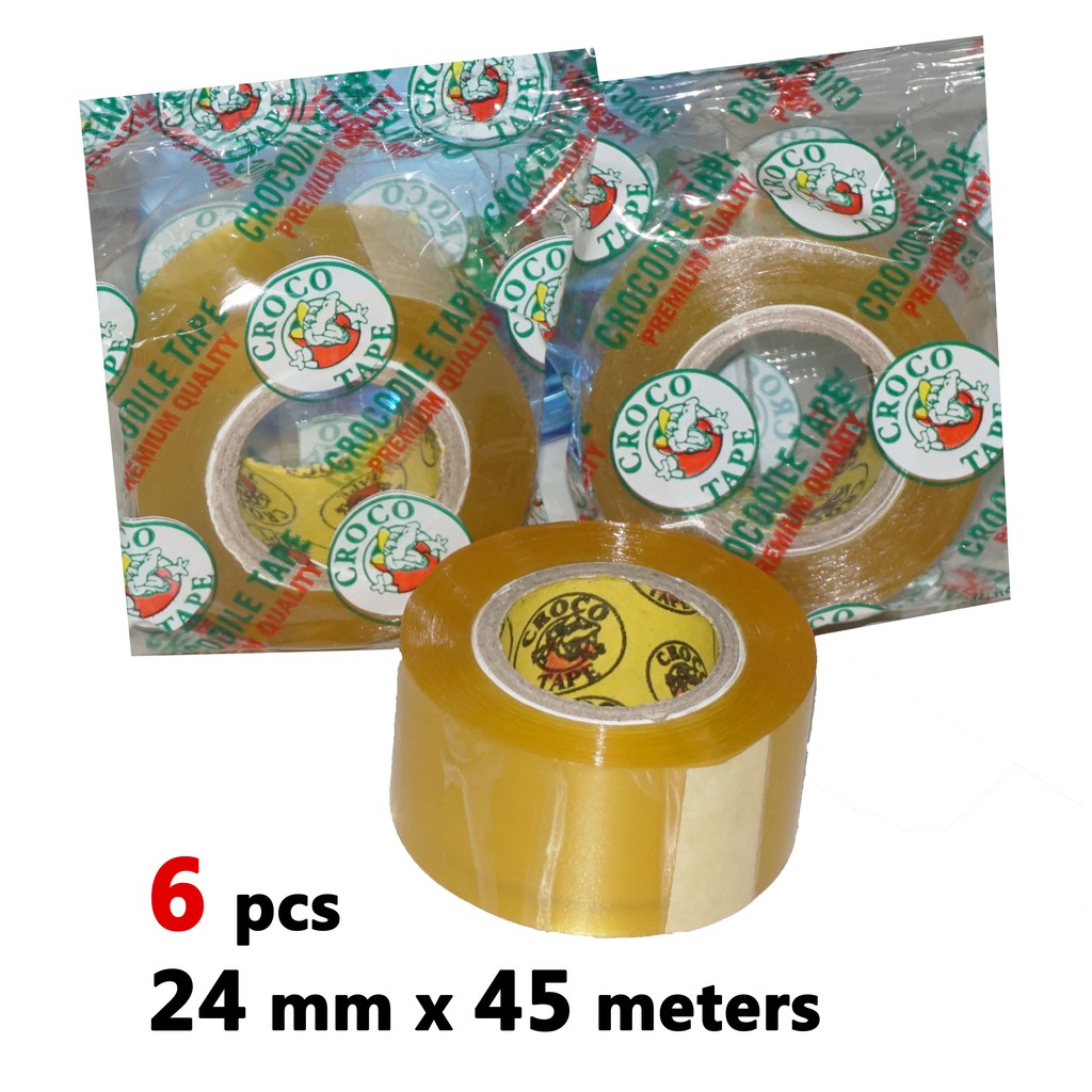 SCOTCH TAPE (CROCO BRAND 6 PCS 24MM / SMALL ROLL CLEAR YELLOW