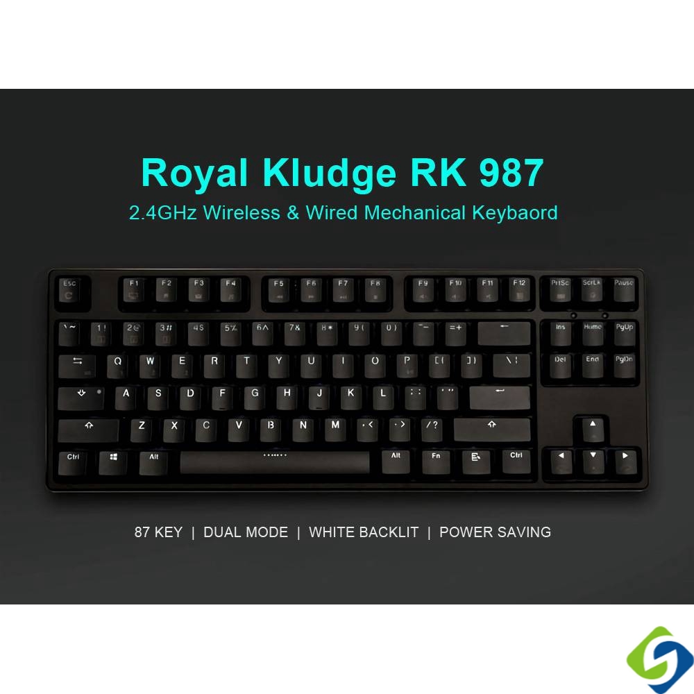 Ready Stock! Royal Kludge RK987/sink104 Dual Mode Bluetooth Wireless Wired Ergonomic Backlit