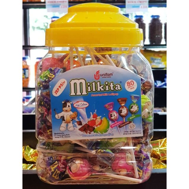 Milkita Assorted Milk Lollipop Jar 80pcs Shopee Philippines