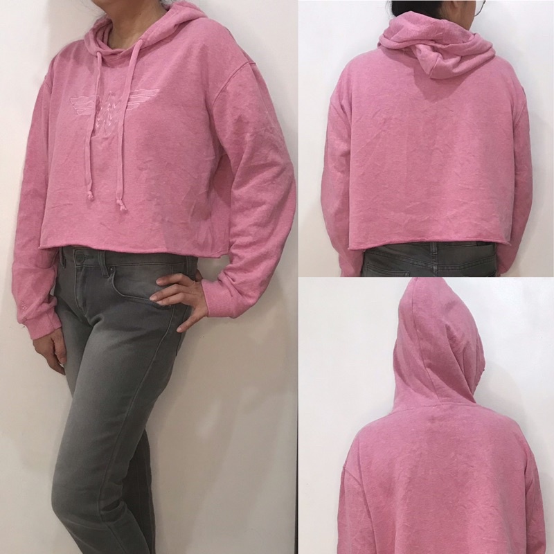 Pink crop top hoodie Shopee Philippines