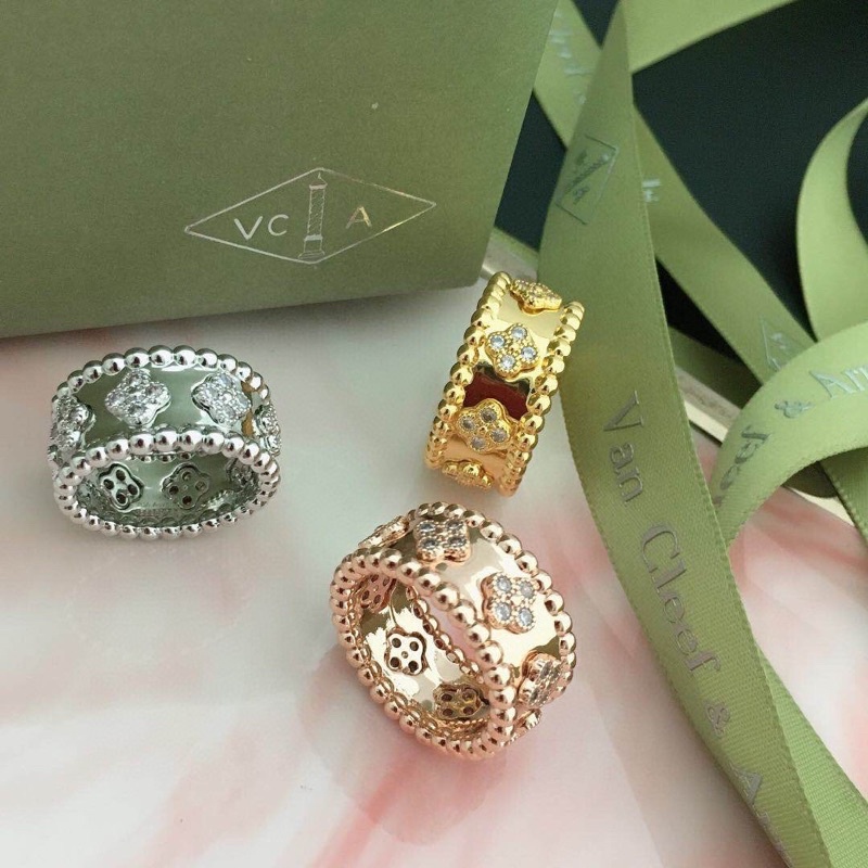 [LBB]Luxury Vca Gold Ring For Women Jewelry Hypoallergenic Non Tarnish