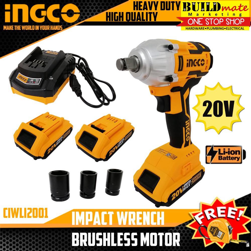 INGCO Cordless Impact Wrench Brushless Motor 20V CIWLI2001 POWERSHARE