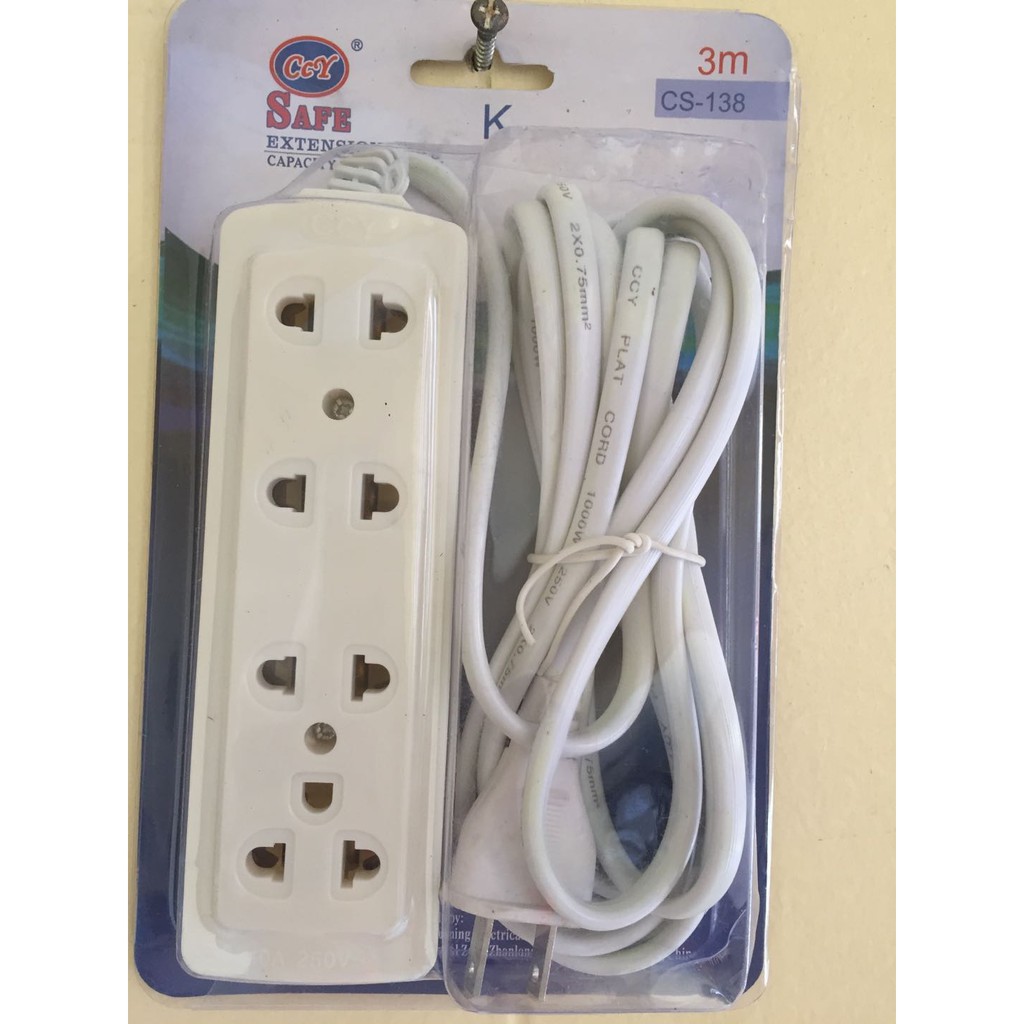 power cord Safe Extension Cord (White3 meters) Shopee Philippines