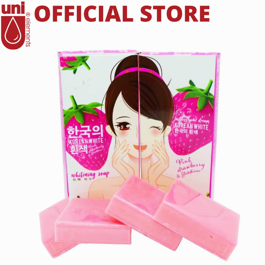 KOREAN WHITE Pink Strawberry Glutathione Soap Pack Boxes (90grams X