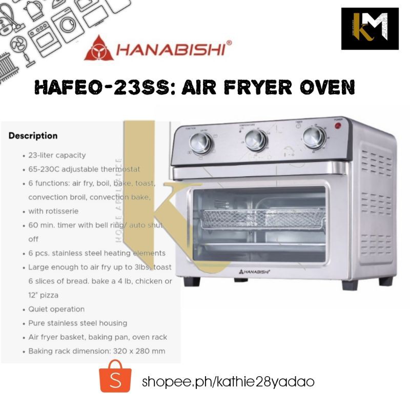 Hanabishi Air Fryer Oven 23L HEFEO 23SS (Convection) Shopee Philippines