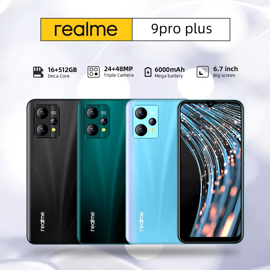realme 9 pro Phone 6.7" Inch 16GB+ 512GB 6000hAm24MP+48MP HD Camera GSM