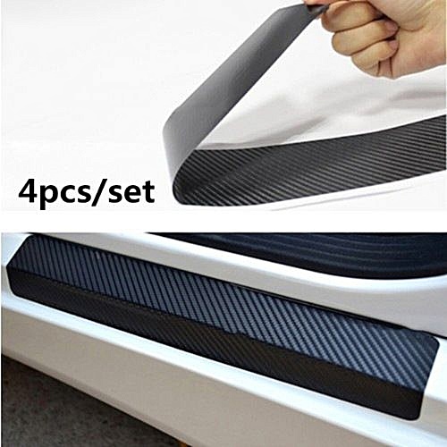 4pcs Car Universal Door Step Sill Sticker Vinyl Doors Sill Protector Matte Black Carbon Shopee