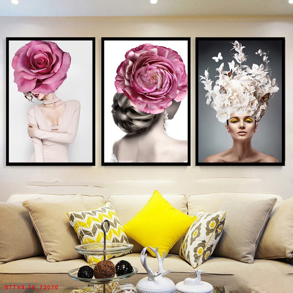 Rose Girl Wall Painting Set SPA Painting Modern Wall Paintings For