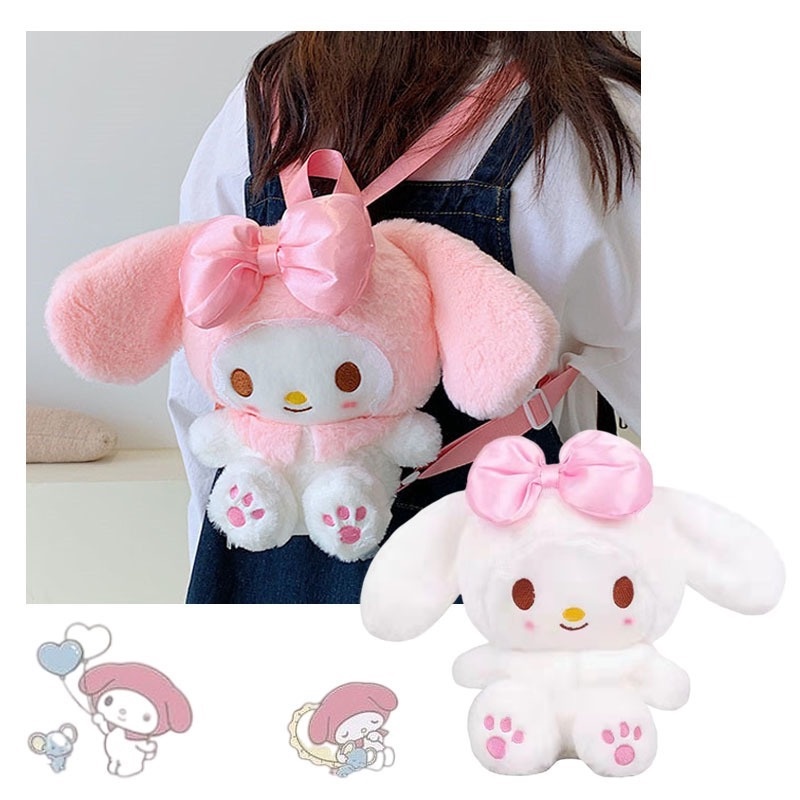 Sanrio My Melody Plush Backpack Doll Shoulder Messenger Bag Crossbody