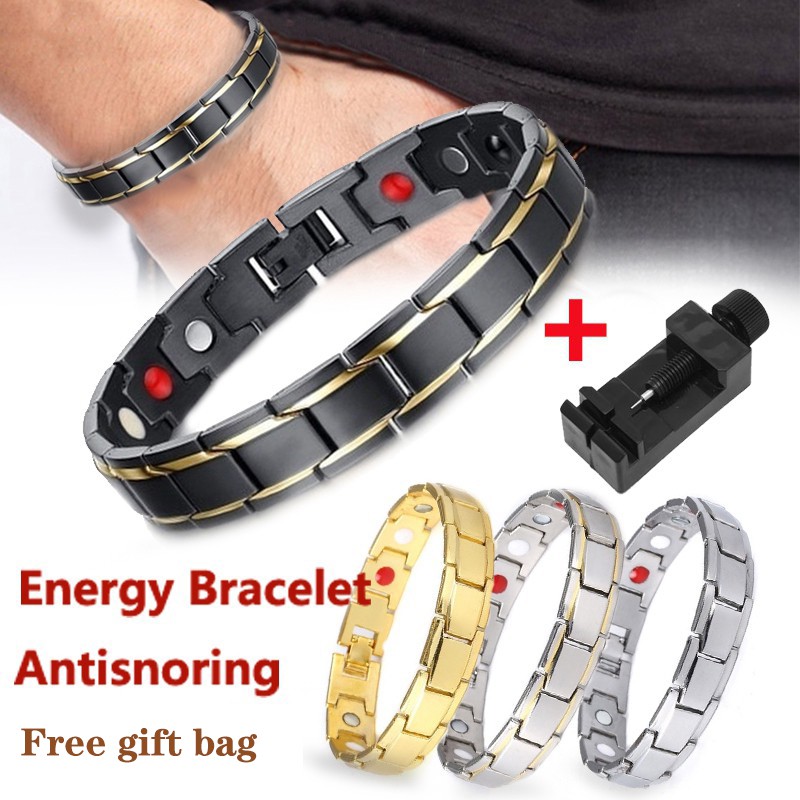Titanium Steel Energy Bracelet Anti Snoring Bangle for Good