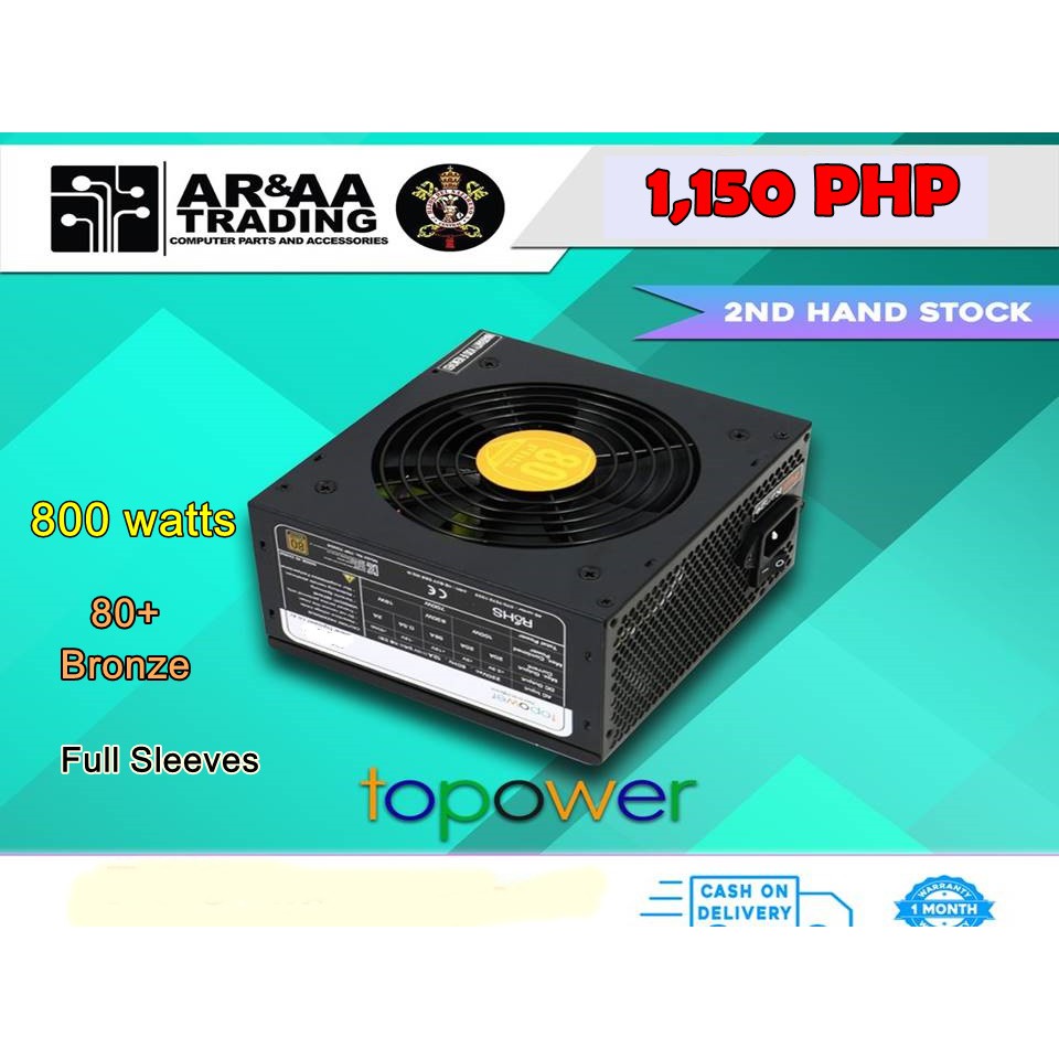 True Rated Power Supply 800 watts Topower 80 Plus Bronze Shopee