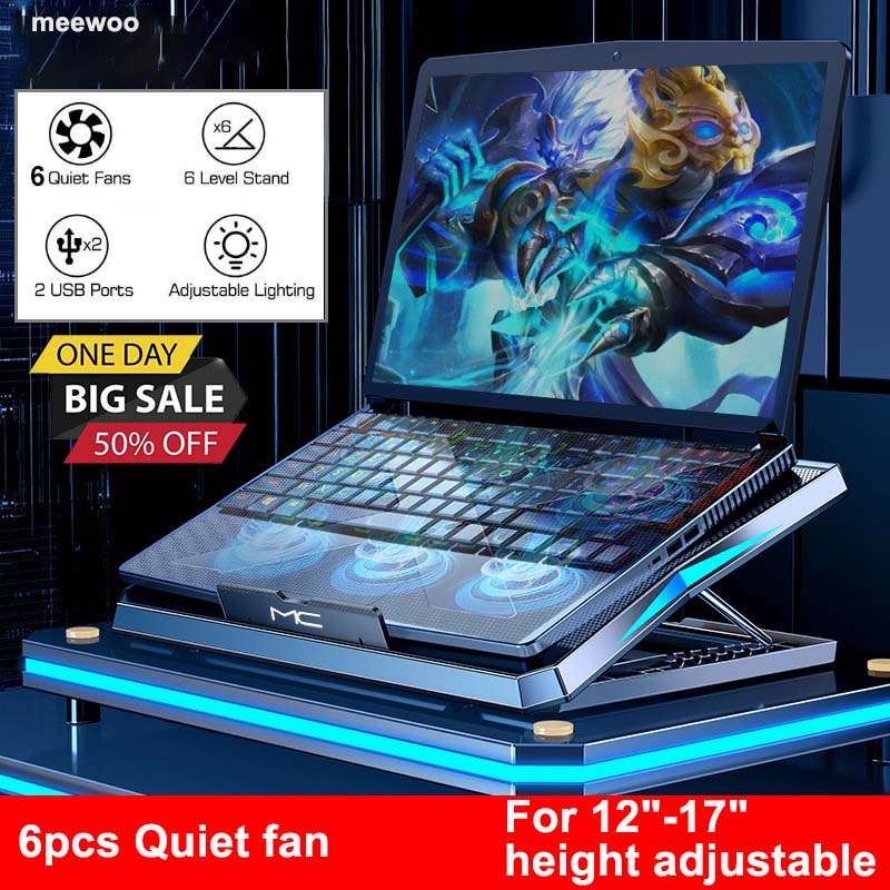 Meewoo Laptop Cooling Pad USB Six LED Fans Cooling Pad For Laptop 12