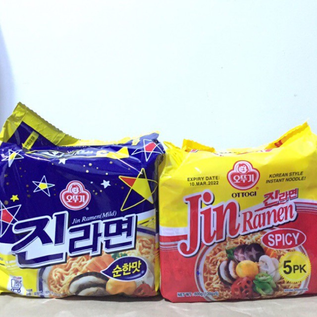 Korean Noodles Jin Ramen Mild/Spicy 120g 1pack (5pcs) Shopee Philippines