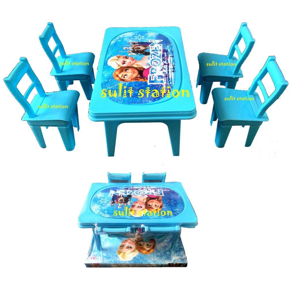 5in1 FROZEN ELSA ANNA KITCHEN DINING TABLE CHAIRS TOY SET chair toys