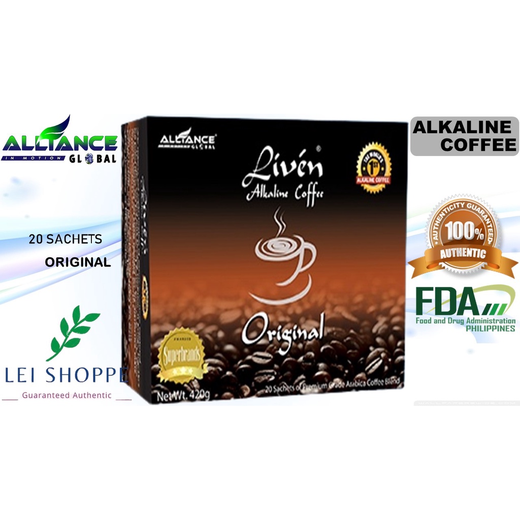 Liven ALKALINE COFFEE Original [Alliance Global] 20 Sachets of Premium