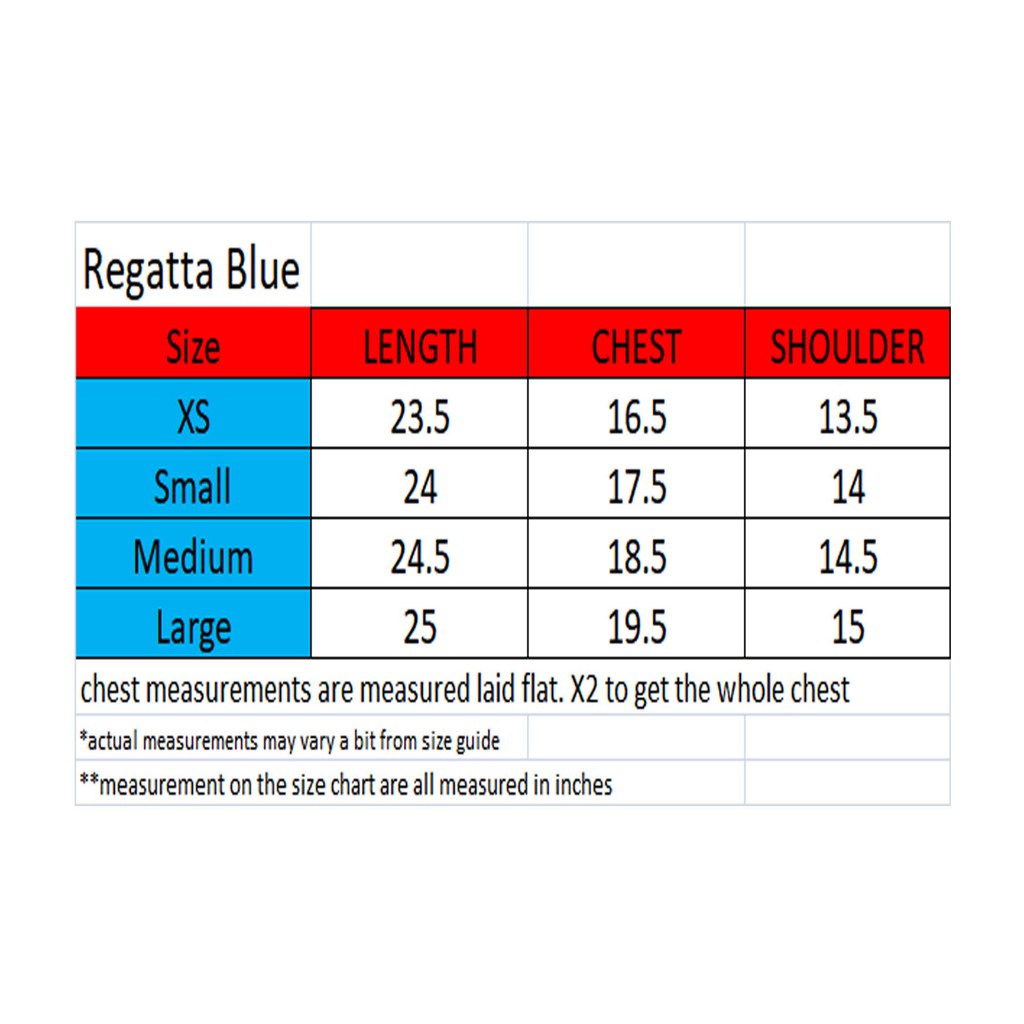Regatta Size Chart ubicaciondepersonas.cdmx.gob.mx