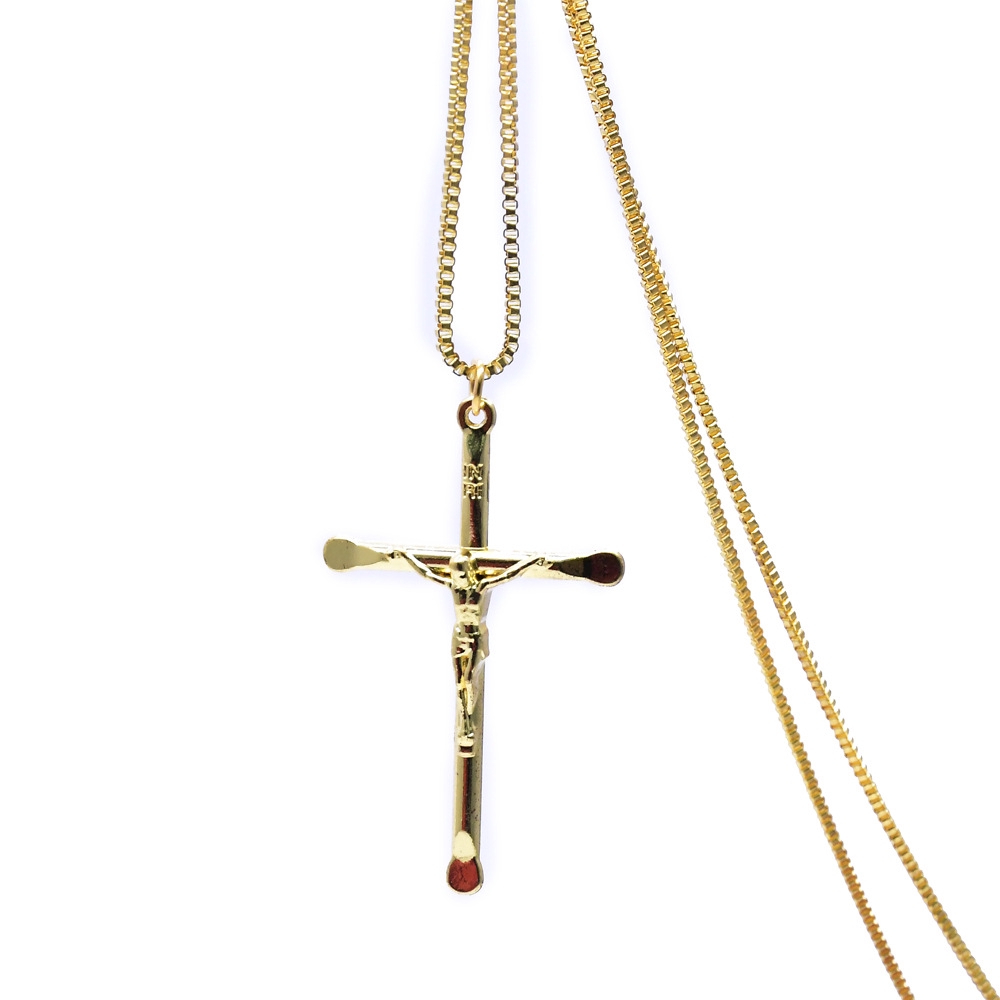 18K Gold Plated Gold Cross Necklace Unisex Religious Jewelry Wholesale Shopee Philippines