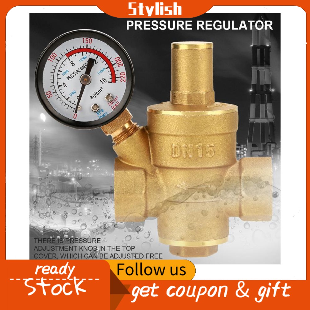 To determine the incoming water pressure, attach a pressure gauge to a hose sillcock or other valve with a male threaded connection. St Dn15 Brass Adjustable Water Pressure Regulator Reducer Shopee Philippines