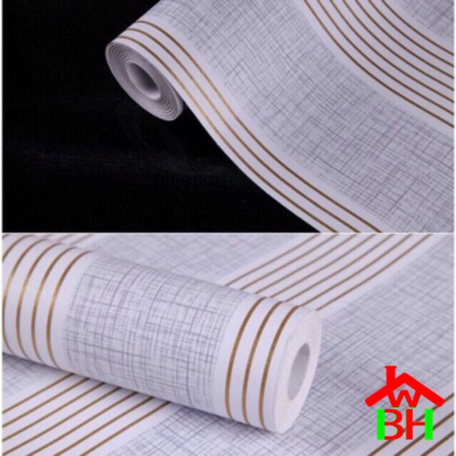 BHW Wallpaper Stripe Design Color Gold and Gray Self Adhesive Wall