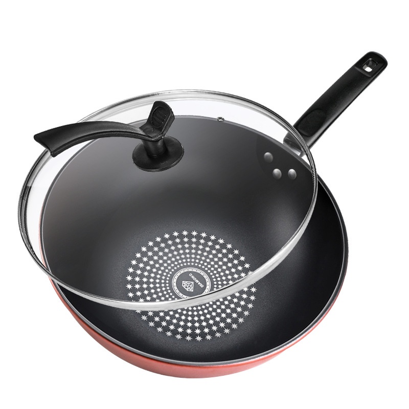 28cm/30cm/32cm Nonstick Diamond WOK Pan Kitchen Iron Frying Pan for