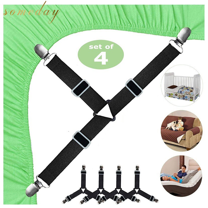 Triangle Bed Mattress Sheet Corner Clips 4pcs Grippers Adjustable