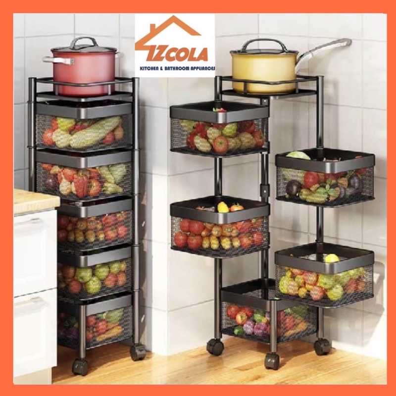 ZO0C Rotating Trolley Rack Kitchen Rack Rotating Rack Spice Rack