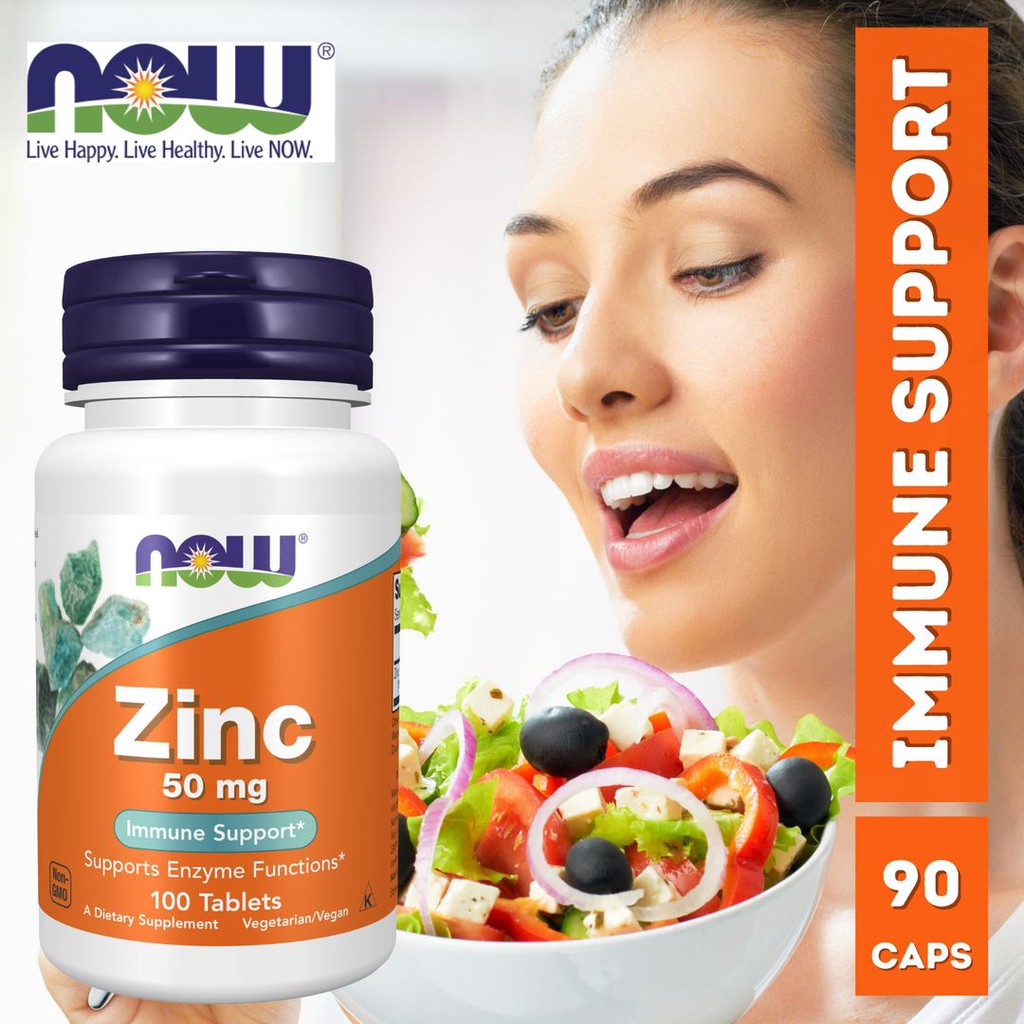 Zinc 50Mg 100 Tablets Supports Enzyme Functions, Free Radical Neutralizing Activities, Healthy
